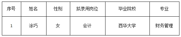 资产公司财务职员效果公示